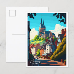 Cartão Postal Ilustração de viagens vintage na Alemanha de Marbu