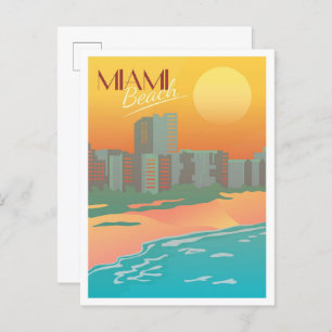 Cartão Postal Ilustração de Viagens vintage na Flórida de Miami