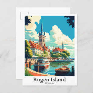 Cartão Postal Ilustração de Viagens vintage na Ilha de Rugen na