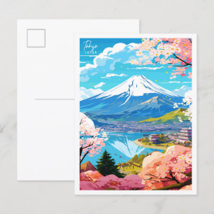 Cartão Postal Ilustração de viagens vintage no Japão de Tóquio