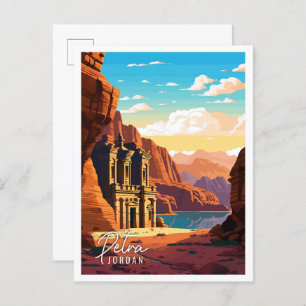 Cartão Postal Ilustração de viagens vintage Petra Jordan