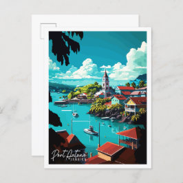 Cartão Postal Ilustração de viagens vintage Port Antonio Jamaica