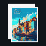 Cartão Postal Ilustração de viagens vintage Porto Portugal<br><div class="desc">Ilustração do local da viagens vintage Porto Portugal</div>