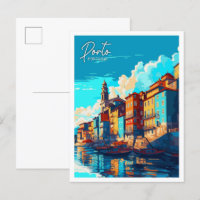 Ilustração de viagens vintage Porto Portugal
