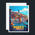 Cartão Postal Ilustração de viagens vintage Porto Portugal<br><div class="desc">Ilustração do local da viagens vintage Porto Portugal</div>