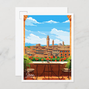 Cartão Postal Ilustração de viagens vintage Siena Itália