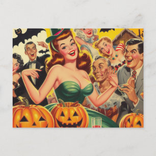 Cartão Postal Ilustração de Vintage Halloween