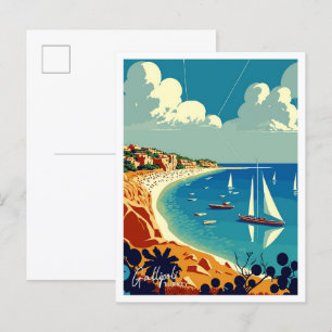 Cartão Postal Ilustração de Vintage Viagem na Turquia Gallipoli