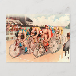 Cartão Postal Ilustração de Vintagem de Raça Bicicleta