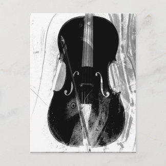Cartão Postal Ilustração de violoncelo preto e branco