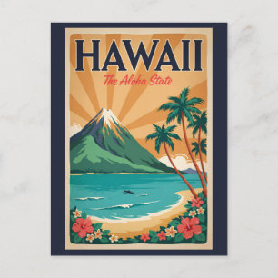 Cartão Postal Ilustração de Vulcão do Havaí Arte de Viagem Vinta