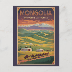 Cartão Postal Ilustração de Yurt Camelos da Mongólia Arte de Via