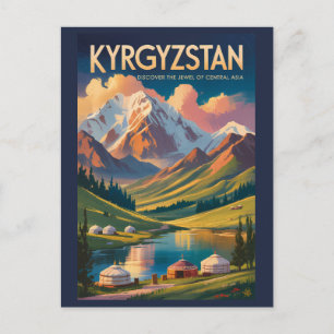 Cartão Postal Ilustração de Yurt do Quirguistão Arte de Viagem V