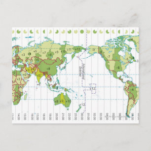 Cartão Postal Ilustração digital do mapa mundial mostrando o t