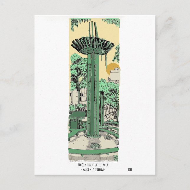 Cartão Postal Ilustração Digital Turtle Lake Saigon (Frente)