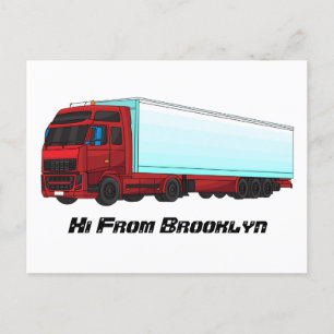 Cartão Postal Ilustração do caminhão do trailer vermelho
