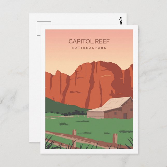 Cartão Postal Ilustração do Capitol Reef Utah Famous Viagem Plac (Frente/Verso)