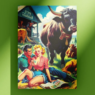 Cartão Postal Ilustração do Casal do País Retroativo