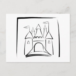 Cartão Postal Ilustração do Castelo com Drawbridge