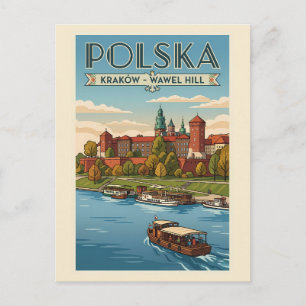 Cartão Postal Ilustração do Castelo Real de Wawel na Polônia Via