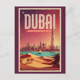 Cartão Postal Ilustração do céu noturno de Dubai UAE Arte de Via