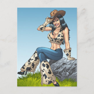 Cartão Postal Ilustração Do Chapéu Da Cowboy Dando A Sua Cabelei