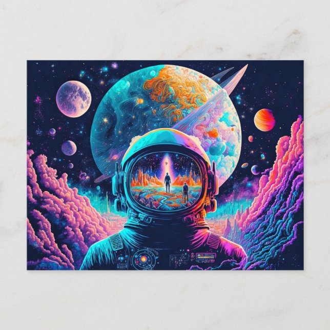 Cartão Postal Ilustração do Espaço e Além (Frente)