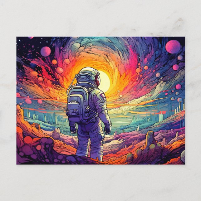 Cartão Postal Ilustração do Espaço e Além (Frente)
