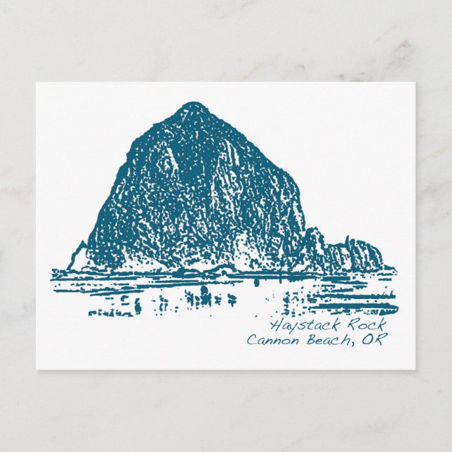 Cartão Postal Ilustração do Haystack Rock (Frente)