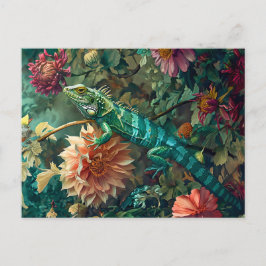 Cartão Postal Ilustração do Jardim de Dahlia Blooms