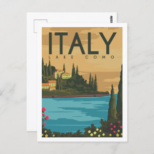 Cartão Postal Ilustração do Lago Como Itália Viagem