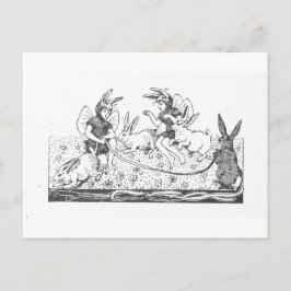 Cartão Postal Ilustração do Livro Vintage de Bunnies da Páscoa