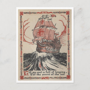 Cartão Postal Ilustração do Livro Vintage de Entrega Pirata à Na