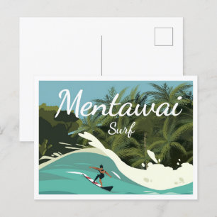Cartão Postal Ilustração do local de viagem Mentawai Surf Indoné