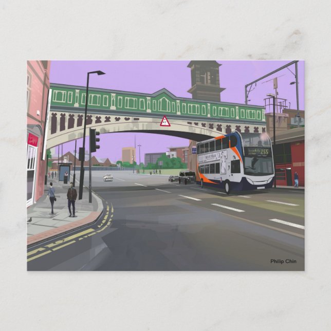 Cartão Postal ilustração do manchester UK (Frente)