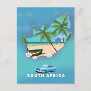Cartão Postal Ilustração do mapa da África do Sul pôster de viag