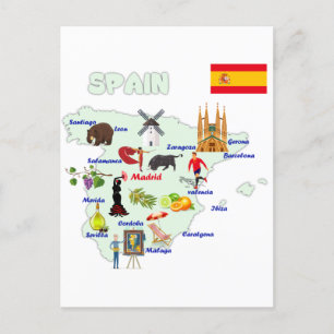 Cartão Postal Ilustração do Mapa de espanhas