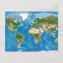 Cartão Postal Ilustração do Mapa Mundial Topográfico da Terra