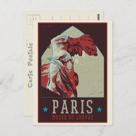 Cartão Postal Ilustração do museu Paris Louvre França