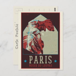 Cartão Postal Ilustração do museu Paris Louvre França