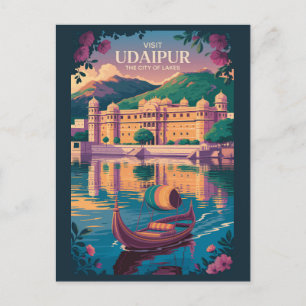 Cartão Postal Ilustração do Palácio da Cidade de Udaipur, Índia,