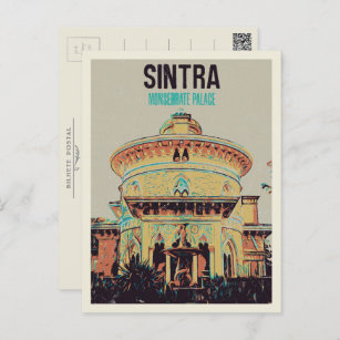 Cartão Postal Ilustração do palácio Sintra Monserrate Portugal