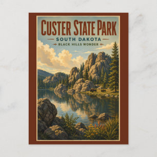 Cartão Postal Ilustração do Parque Estadual de Custer Dakota do