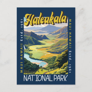 Cartão Postal Ilustração do Parque Nacional de Haleakala Afastad
