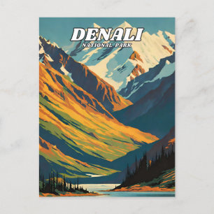 Cartão Postal Ilustração do Parque Nacional Denali retro Clássic