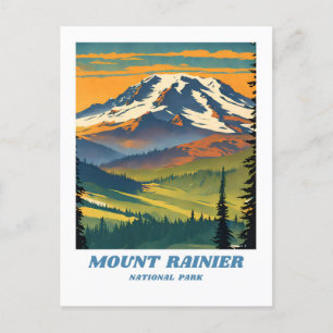 Cartão Postal Ilustração do Parque Nacional do Monte Rainier, re