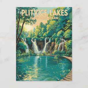 Cartão Postal Ilustração do Parque Nacional dos Lagos de Plitvic