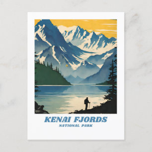 Cartão Postal Ilustração do Parque Nacional Kenai Fjords Retro A