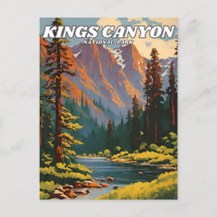 Cartão Postal Ilustração do Parque Nacional Kings Canyon no esti