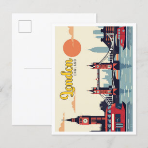 Cartão Postal Ilustração do Pop Art Viagem de Londres Inglaterra